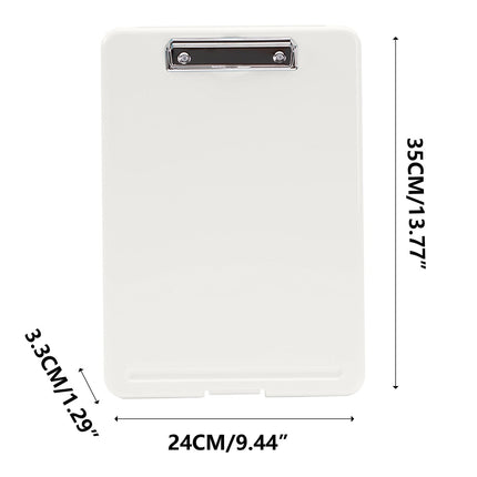 Clipboard with Storage File Box, Foldable A4 Large Capacity Clip Boards Folder, Plastic Clipboard with Pen Holder for Office Supplies(Mint Green) Clear.