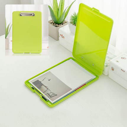 Clipboard with Storage File Box, Foldable A4 Large Capacity Clip Boards Folder, Plastic Clipboard with Pen Holder for Office Supplies(Mint Green) Mint Green.