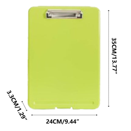 Clipboard with Storage File Box, Foldable A4 Large Capacity Clip Boards Folder, Plastic Clipboard with Pen Holder for Office Supplies(Mint Green) Mint Green.