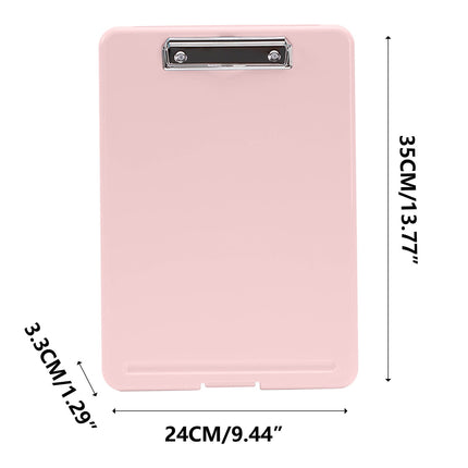 Clipboard with Storage File Box, Foldable A4 Large Capacity Clip Boards Folder, Plastic Clipboard with Pen Holder for Office Supplies(Mint Green) Pink.