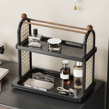Tea Water Rack, Multi-Functional Storage Rack, Multi Layer Cup Storage Rack, Multi-function Rack Desktop Storage Rack, Mul-tifunctional Wooden Tea Cup Station Countertop Stand Shel Black.