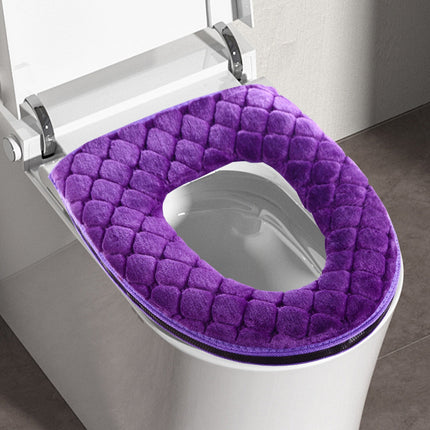Winter Heated Plush Toilet Seat, Soft Toilet Seat Cushion, Washable and Comfortable Toilet Seat Cover Pads, Reusable Thicker Warmer Cover Pads, Convenient Installation Gray.