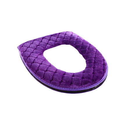 Winter Heated Plush Toilet Seat, Soft Toilet Seat Cushion, Washable and Comfortable Toilet Seat Cover Pads, Reusable Thicker Warmer Cover Pads, Convenient Installation Purple.