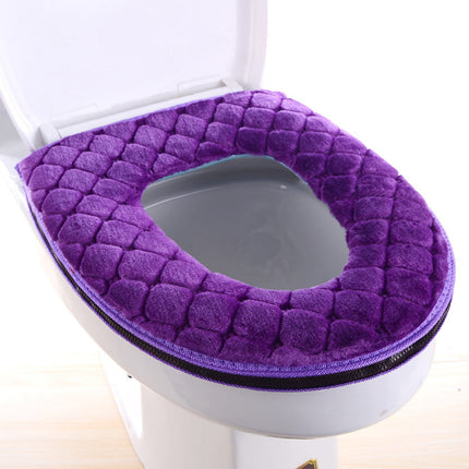 Winter Heated Plush Toilet Seat, Soft Toilet Seat Cushion, Washable and Comfortable Toilet Seat Cover Pads, Reusable Thicker Warmer Cover Pads, Convenient Installation Purple.