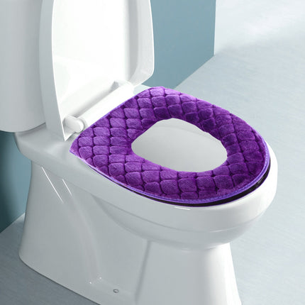 Winter Heated Plush Toilet Seat, Soft Toilet Seat Cushion, Washable and Comfortable Toilet Seat Cover Pads, Reusable Thicker Warmer Cover Pads, Convenient Installation Purple.