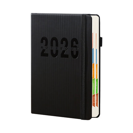 2026 Weekly Planner Notebook, Daily Planner Hardcover Calendar with Tabs and Pen Strap, 200 Pages Journaling Notebooks Daily Time Management Plan for Office Work(Purple) Black.