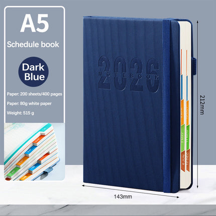 2026 Weekly Planner Notebook, Daily Planner Hardcover Calendar with Tabs and Pen Strap, 200 Pages Journaling Notebooks Daily Time Management Plan for Office Work(Purple) Blue.
