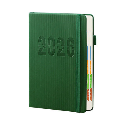 2026 Weekly Planner Notebook, Daily Planner Hardcover Calendar with Tabs and Pen Strap, 200 Pages Journaling Notebooks Daily Time Management Plan for Office Work(Purple) Green.