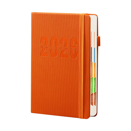 2026 Weekly Planner Notebook, Daily Planner Hardcover Calendar with Tabs and Pen Strap, 200 Pages Journaling Notebooks Daily Time Management Plan for Office Work(Purple) Orange.