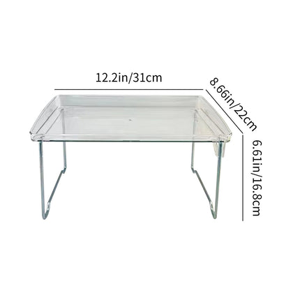 Cabinet Organizer Shelf, Stackable Kitchen Counter Shelves, Spice Rack, Countertop Organizers, Clear Plastic Storage Shelves Rack, for Makeup, Bathroom, Cupboard, Desk, Pantry Organization White.