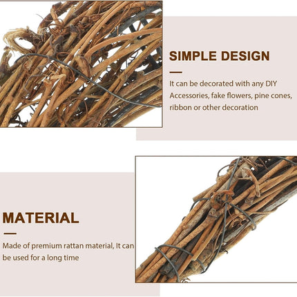 Tutuviw Rattan Crescent Moon Shaped Wreath Grapevine Wreath 11.8in Natural Rattan Wreath Vine Branch Wreath Garland Floral Hoop Ring Wooden Half Moon Decor for DIY Crafts Christmas.