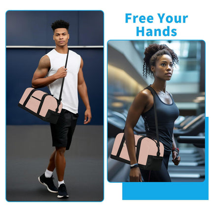 14 Inch Carry on Bag, Small Travel Gym Bag, Small Duffle Bag, Duffel Bag Gym Weekender Overnight Bag with Wet Pocket, Airlines Approved Foldable Carry on Bag, for Women and Men Pink.