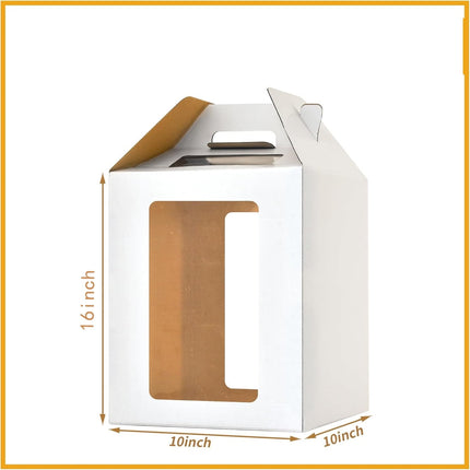 Tutuviw Tall Cake Boxes Tiered Cake Box with Clear Windows and Handle 12 x 18in Tall Cake Carrier,Layer Tall Baking Carrier,Layer Tier Cake Boxes Cake Containers for Birthday Wedding Party Festival 16".