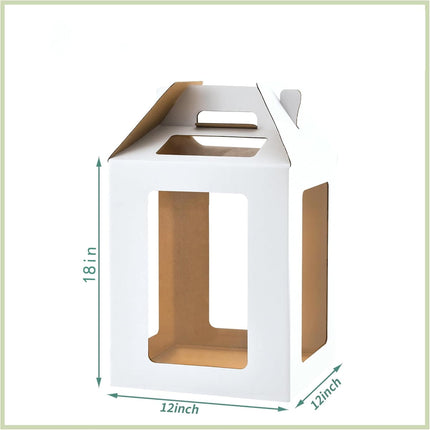 Tutuviw Tall Cake Boxes Tiered Cake Box with Clear Windows and Handle 12 x 18in Tall Cake Carrier,Layer Tall Baking Carrier,Layer Tier Cake Boxes Cake Containers for Birthday Wedding Party Festival 18".