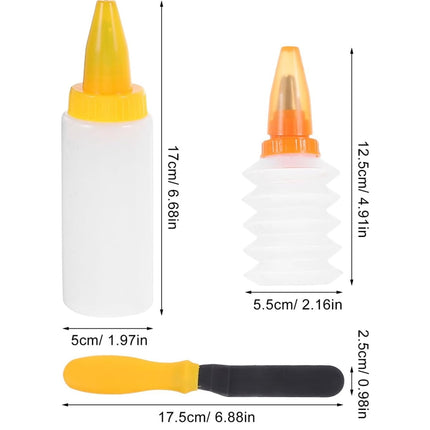 Tutuviw 6Pcs Cookie Decorating Squeeze Bottles for Icing,Icing Bottles with Stainless Steel Piping Tips,Food-Grade Plastic Icing Dispenser Versatile Baking Tools for Cookie Decoration,DIY Baking Tool.
