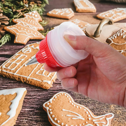 Tutuviw 6Pcs Cookie Decorating Squeeze Bottles for Icing,Icing Bottles with Stainless Steel Piping Tips,Food-Grade Plastic Icing Dispenser Versatile Baking Tools for Cookie Decoration,DIY Baking Tool.
