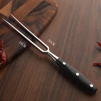 Stainless Steel Carving Fork with Redwood Handle, 11.8" Barbecue Fork Cutting Fork, Grilling Tools Meat Fork for Chicken Turkey Beef（B） B.
