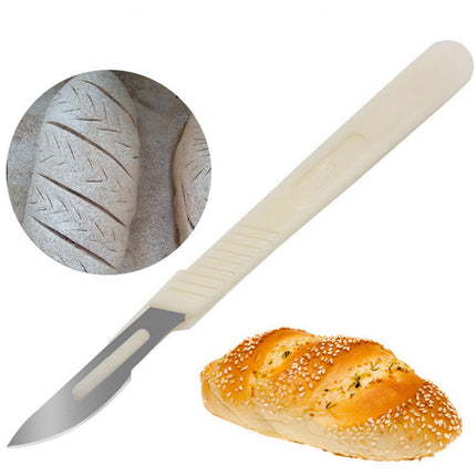 Bread Lame Dough Scoring Tool, Hand Crafted Sourdough Scorer Knife, Razor Blade Cutter Slashing Tool for Bread Making, European Flower Patterns Booklet, Homemade Kitchen Baking White.
