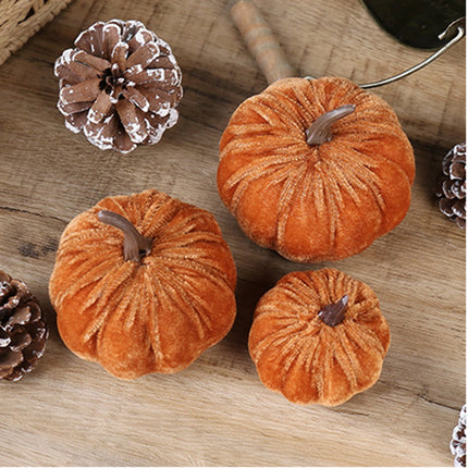 Artificial Pumpkins Decoration, Fake Faux Velvet Foam Fabric Pumpkins Ornaments, Mini Pumpkins Toy Fall Decorative Pumpkin Shaped for Thanksgiving Table Home Decorations（M, Beige） M Orange.