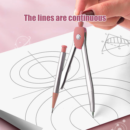Compass Geometry Tool, Protractor and Compass Set, Metal Box Drawing Compass with Rulers, Math Compass Kit, Shatterproof Storage Box, for Stationery Supplies Purple.