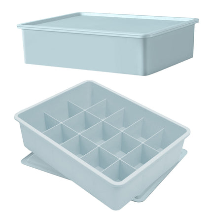 Sock Underwear Drawer Organzier Divider, 15 Compartments Removable Divided Plastic Storage Bin with Lid, Storage Organizer Sock Holders Organizers for Scarves Ties Belts(White) Blue.