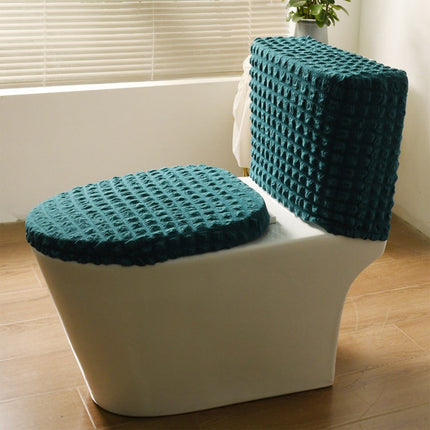 Toilet Lid Cover and Toilet Tank Cover Stretch Toilet Covers Set for Bathroom, Split Toilet Cover, Polyester Spandex Fabric, Machine Washable, with Elastic Bottom, All Season Household White.
