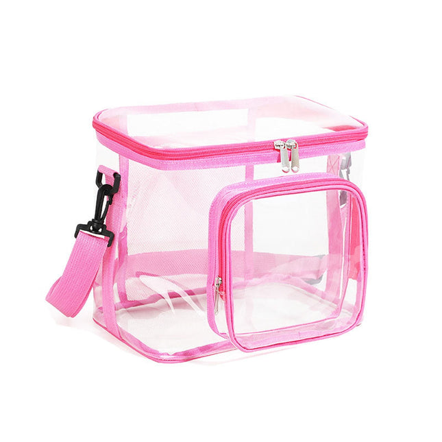 Extra Large Clear Cosmetic Makeup Bag, Transparent PVC Tote Shoulder Bag, Waterproof Clear Toiletry Carry Pouch, Makeup Artist Bag, Portable Storage Bag Blue.