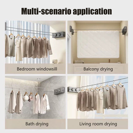 Retractable Clothesline Indoor, Non-Sagging Twin Clothes Line, 16.7Ft Adjustable No-Drill Heavy Duty Clothes Drying Laundry Line, Wall Mounted Clothesline for Indoor Outdoor As shown.