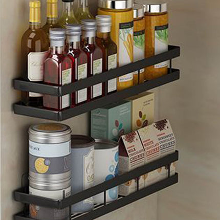 Metal Spice Rack, Wall Mount Floating Shelves, Black Storage organizer, Wall-mounted Household Spice Jars Rack, Wall Multi-function Storage Racks, for Cabinet Door, Pantry, Kitchen/Bathroom Supplies Black.