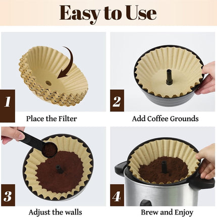 100 Pcs Coffee Paper Filter Tutuviw Unbleached Circular Disposable Coffee Filters Bowl Paper Filters for Coffee Urn and Hot Beverage for Catering Home Party Office.