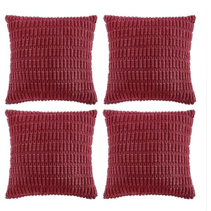 1611 4 Packs Burgundy Decorative Throw Pillow Covers 16x16 Inch for Living Room Couch Bed, Holiday Christmas Home Decor Gift, Soft Plush Corduroy Cute Square Accent Cushion Case 40x40 cm.