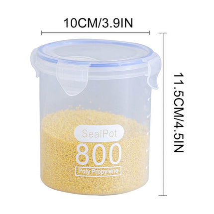 Clear Sealed Food Containers, 800ml Plastic Stackable Leakproof Storage Jar with Locking Lid, Kitchen Gadget for Rice Beans Storage B.