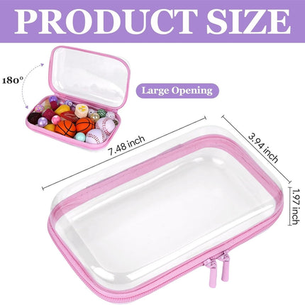 Clear Hard Shell Zipper Case Tutuviw 3 Pcs Plastic Clear Storage Zipper Case Transparent Waterproof Hard Pouches Hard Sided Pencil Case Clear Zipper Toys Puzzles Organizer Bin (4 Colors, S).