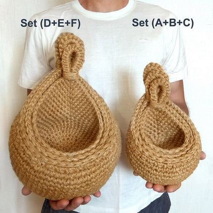 Hanging Wall Basket, Teardrop Hanging Baskets with Hanging Ring for Home Indoor Decoration, Hanging Plant Pot Holder, Vegetable Fruit Storage Baskets for Kitchen Wall Restaurant Balcony Garden E.