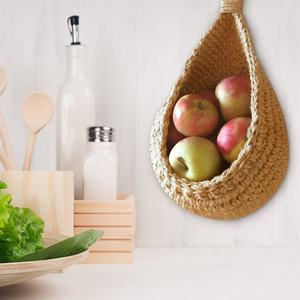 Hanging Wall Basket, Teardrop Hanging Baskets with Hanging Ring for Home Indoor Decoration, Hanging Plant Pot Holder, Vegetable Fruit Storage Baskets for Kitchen Wall Restaurant Balcony Garden F.
