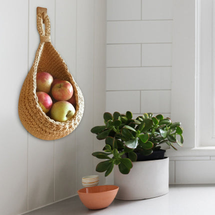 Hanging Wall Basket, Teardrop Hanging Baskets with Hanging Ring for Home Indoor Decoration, Hanging Plant Pot Holder, Vegetable Fruit Storage Baskets for Kitchen Wall Restaurant Balcony Garden F.
