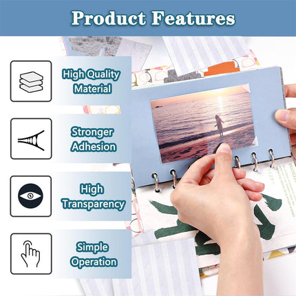 Tutuviw 408 Pcs Clear Photo Corners Stickers Self-Adhesive Photo Corners Lens Photo Corner Sticker for DIY Scrapbooking, Memory Books Journal and Picture Album (Clear, 4 Sheet).