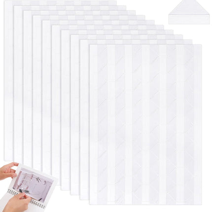 Tutuviw 408 Pcs Clear Photo Corners Stickers Self-Adhesive Photo Corners Lens Photo Corner Sticker for DIY Scrapbooking, Memory Books Journal and Picture Album (Clear, 4 Sheet).