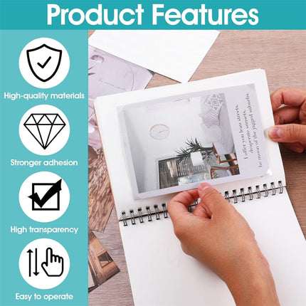Tutuviw 408 Pcs Clear Photo Corners Stickers Self-Adhesive Photo Corners Lens Photo Corner Sticker for DIY Scrapbooking, Memory Books Journal and Picture Album (Clear, 4 Sheet).