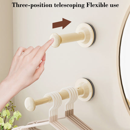 2PCS Retractable Clothes Hanger Storage Rack, Extendable Clothes Hanger with Suction Cup, Space Saving Household Tool for Closet Washer Dryer Beige.