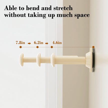 2PCS Retractable Clothes Hanger Storage Rack, Extendable Clothes Hanger with Suction Cup, Space Saving Household Tool for Closet Washer Dryer Beige.