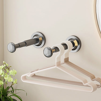2PCS Retractable Clothes Hanger Storage Rack, Extendable Clothes Hanger with Suction Cup, Space Saving Household Tool for Closet Washer Dryer Black.