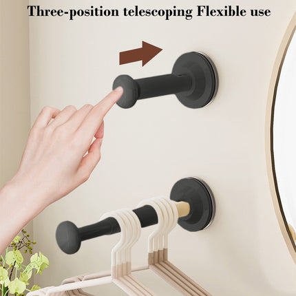 2PCS Retractable Clothes Hanger Storage Rack, Extendable Clothes Hanger with Suction Cup, Space Saving Household Tool for Closet Washer Dryer Black.