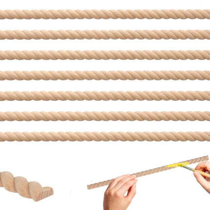 Unfinished Decorative Wood Trim,15.75inch Portable Twist Wood Trim Molding,Durable Cute DIY Trim for Shelf,Window,Door,Pack of 12.
