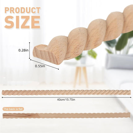 Unfinished Decorative Wood Trim,15.75inch Portable Twist Wood Trim Molding,Durable Cute DIY Trim for Shelf,Window,Door,Pack of 12.