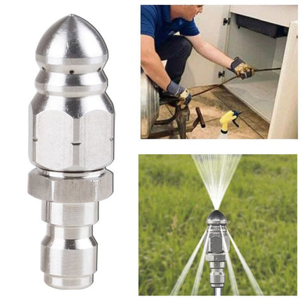 Pressure Washer Sewer Jetter Nozzle with Stainless Steel, Mini Compact Durable Sewer Jet Nozzle, Pressure Drain Jetter Nozzle, Sewer Cleaning Tool, for Pipe Unclogging Silver.