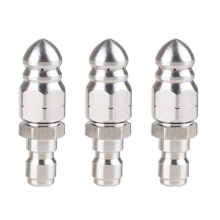 Pressure Washer Sewer Jetter Nozzle with Stainless Steel, Mini Compact Durable Sewer Jet Nozzle, Pressure Drain Jetter Nozzle, Sewer Cleaning Tool, for Pipe Unclogging Silver.