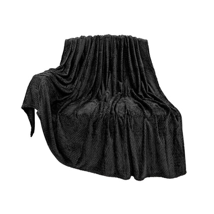 Christmas Solid Color Blanket, 59x39" Soft Warm Throw Blanket, Light-weight Plush Throw Blanket for Bed Sofa Camping Airplane Holiday Black.