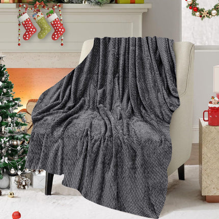 Christmas Solid Color Blanket, 59x39" Soft Warm Throw Blanket, Light-weight Plush Throw Blanket for Bed Sofa Camping Airplane Holiday Gray.
