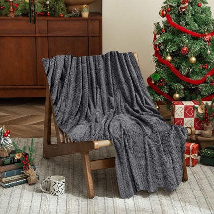 Christmas Solid Color Blanket, 59x39" Soft Warm Throw Blanket, Light-weight Plush Throw Blanket for Bed Sofa Camping Airplane Holiday Gray.